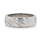 SATURN Woven Pattern Domed Titanium Men's Wedding Ring With Yellow Gold Braided Edges - 8mm