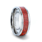 CASSIOPEIA Titanium Men 's Wedding Ring With Beveled Edges And Red Opal Inlay - 8mm - Thorsten Rings