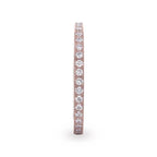 LILLIAN Flat Polished Rose Gold Plated Titanium Women's Wedding Ring With Small Lab-Created White Diamonds Setting - 2mm