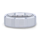 REFLECTOR Faceted Polished Center Tungsten Men's Wedding Band With Polished Beveled Edges - 8mm