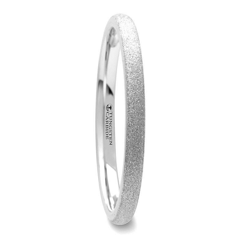 QUARTZ Domed Tungsten Carbide Ring with Sandblasted Crystalline Finish - 2mm - Thorsten Rings