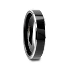 MACLAREN Black Polish Finished Center Tungsten Wedding Band with Polished Gray Tungsten Beveled Edges - 4mm - 8mm - Thorsten Rings