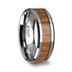 TEKKU Wood Tungsten Ring with Polished Bevels and Teak Wood Inlay - 6mm - 10mm - Thorsten Rings