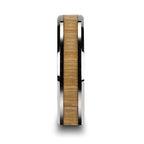 SAMARA Tungsten Ring with Polished Bevels and Real Wood Ash Wood Inlay - 6mm - 10mm