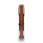 KHAYA Tungsten Band with Polished Bevels and Real Hardwood Mahogany Inlay - 4mm