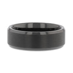 ELISE Black Tungsten Ring with Polished Beveled Edges and Brush Finished Center - 4mm - 10mm