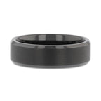 ELISE Black Tungsten Ring with Polished Beveled Edges and Brush Finished Center - 4mm - 10mm