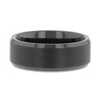 ELISE Black Tungsten Ring with Polished Beveled Edges and Brush Finished Center - 4mm - 10mm
