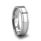 ANCHORAGE Men’s Tungsten Wedding Band with Dual Offset Grooves - 6mm or 8mm
