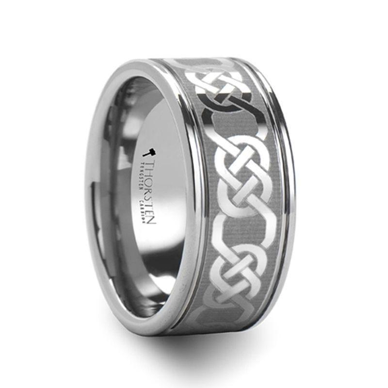 BOSTON Celtic Laser Engraved Tungsten Carbide Ring - 10mm - Thorsten Rings