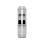 VALKYRIE Raised Center Tungsten Ring with Brushed Stripe - 6mm & 8mm
