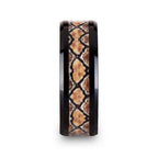 BASILISK Black Ceramic Wedding Ring with Boa Snake Skin Design Inlay - 8mm