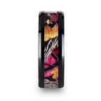 LAUREL Realistic Tree Camo Black Ceramic Wedding Band with Real Pink Oak Leaves - 6mm - 8mm