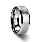 THORNE Flat Tungsten Carbide Ring with Wire Brushed Finish and Beveled Edges - 6mm & 8mm - Thorsten Rings