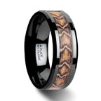 FANG Black Ceramic Wedding Ring with Boa Snake Skin Design Inlay - 8mm - Thorsten Rings
