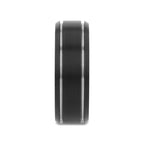 NOCTURNE Black Beveled Tungsten Carbide Band with Polished Grooves and Brushed Finish - 6mm or 8mm