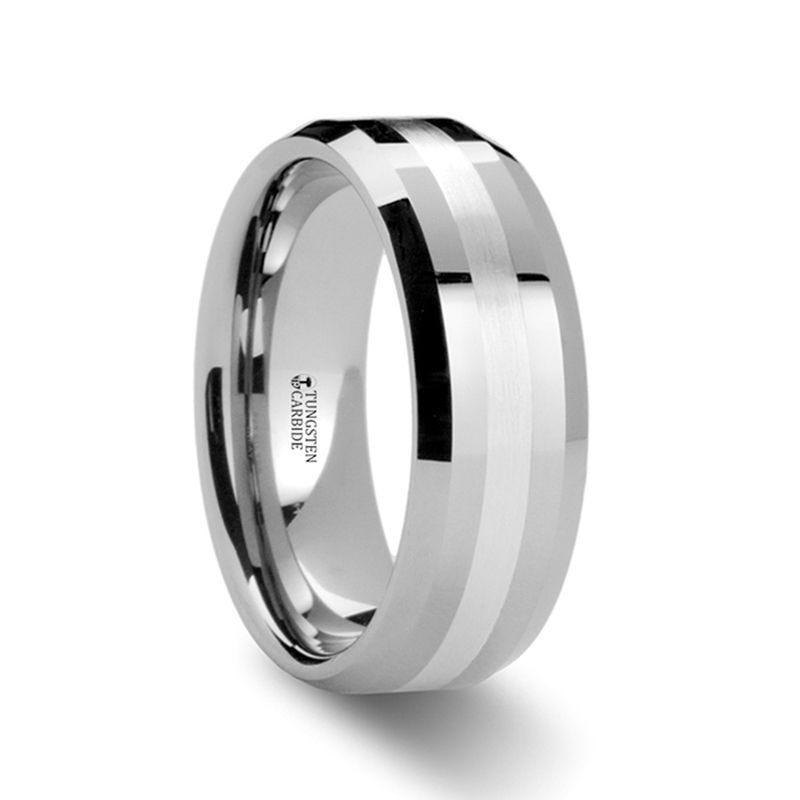 BENEDICT Palladium Inlaid Beveled Tungsten Ring - 6mm & 8mm - Thorsten Rings