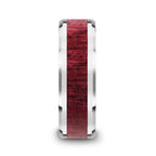 MAUVE Purpleheart Wood Inlaid Tungsten Carbide Ring with Bevels - 8mm