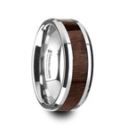 DACIAN Carpathian Wood Inlaid Tungsten Carbide Ring with Bevels - 6mm & 8mm - Thorsten Rings