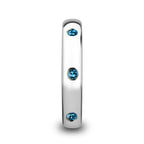 HALIA Polished and Domed Tungsten Carbide Wedding Ring with 3 Blue Sapphires Setting - 4mm