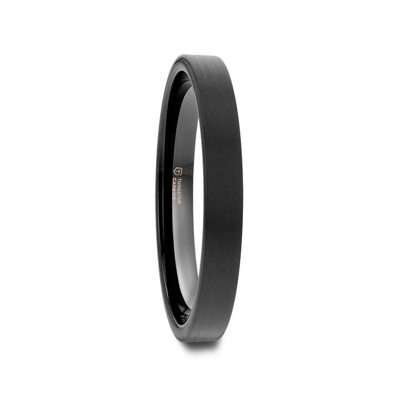 SAN ANTONIO Flat Black Tungsten Carbide Band with Brushed Finish - 4mm - 12mm - Thorsten Rings