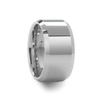 LINCOLN White Tungsten Wedding Band with Beveled Edges - 4mm - 12mm