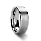 MONET Women's Flat Brushed Center Polished Edges White Tungsten Wedding Band - 4mm - 6mm - Thorsten Rings