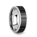 KONSTANTINE Watch Band Style Tungsten Ring With Black Ceramic Inlay - 8mm - Thorsten Rings