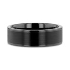 VULCAN Flat Black Tungsten Ring with Brushed Center & Polished Edges - 4mm - 12mm