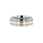 LONDON Gold Inlaid Raised Satin Finish Tungsten Ring - 8 mm