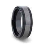 ENDAST Black Ceramic with Brushed Tungsten Inlay Wedding Band - 8mm